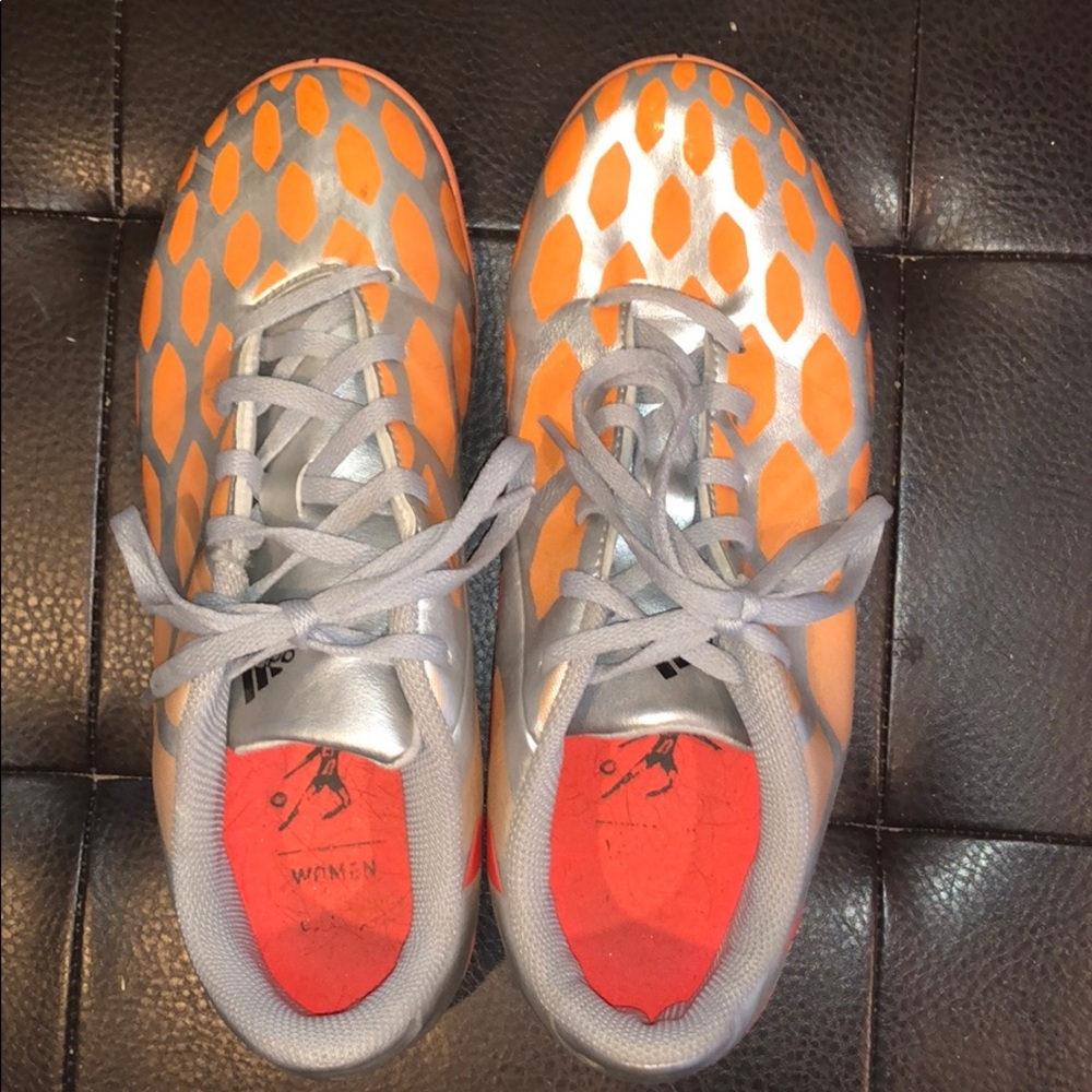 Adidas Orange indoor soccer shoes